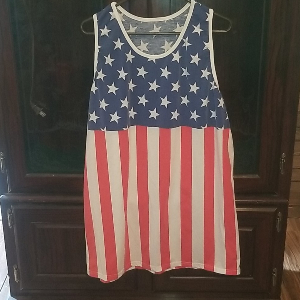 4/$20 Mens American flag tank top